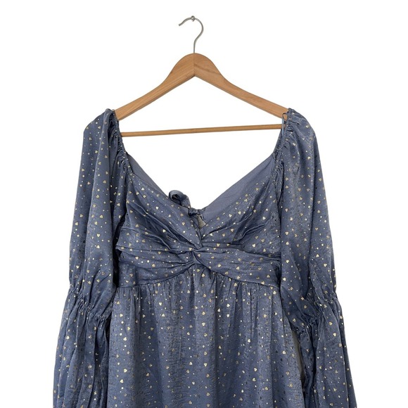 VICI Heart Of Gold Metallic Babydoll Dress Size Medium - Picture 5 of 8